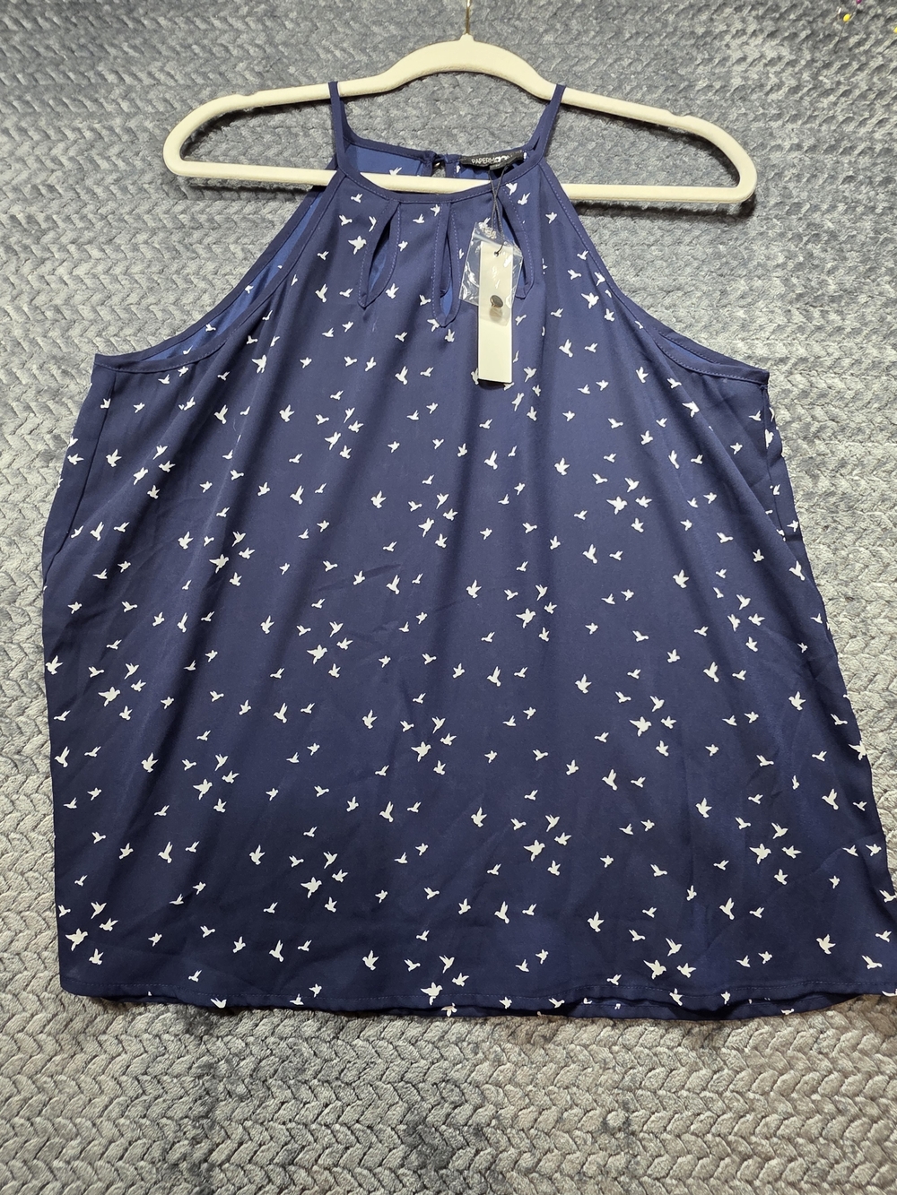 Papermoon Navy Halter Camisole with White Bird Motif